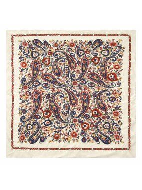 Cream Paisley Wild Rag Satin Scarf 35 Inch Western Scarf Cowgirl Neck Scarf Flor